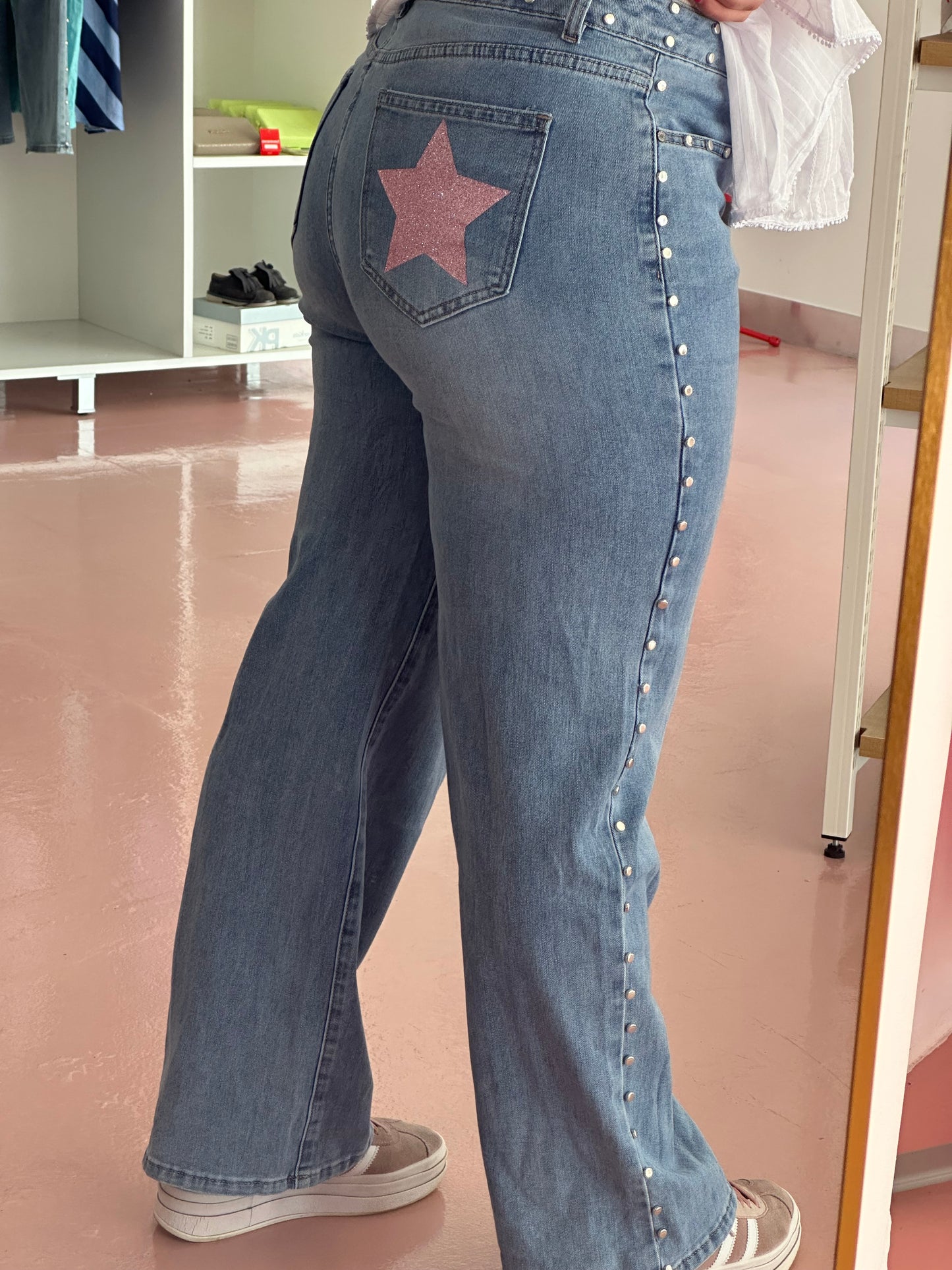 Calça estrela rosa