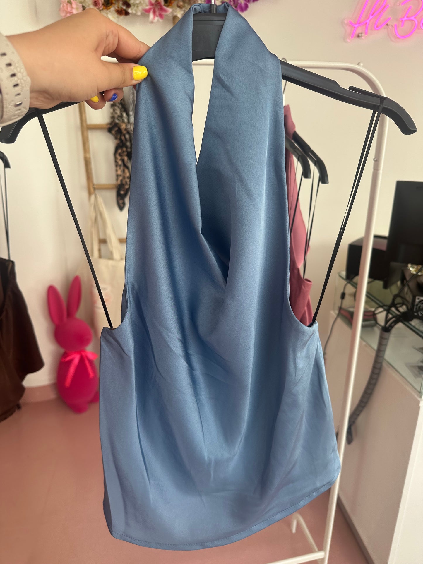 Top acetinado