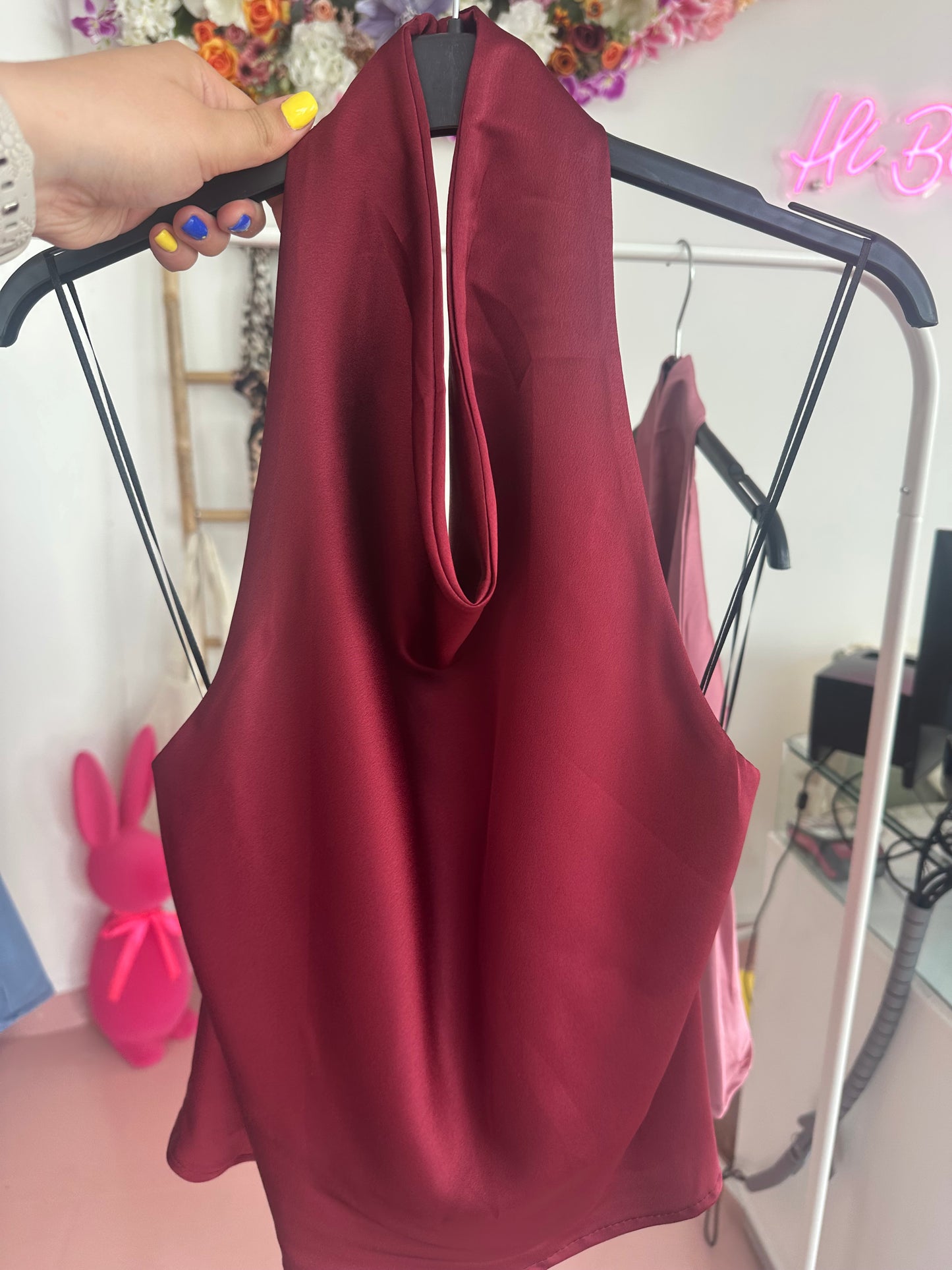 Top acetinado
