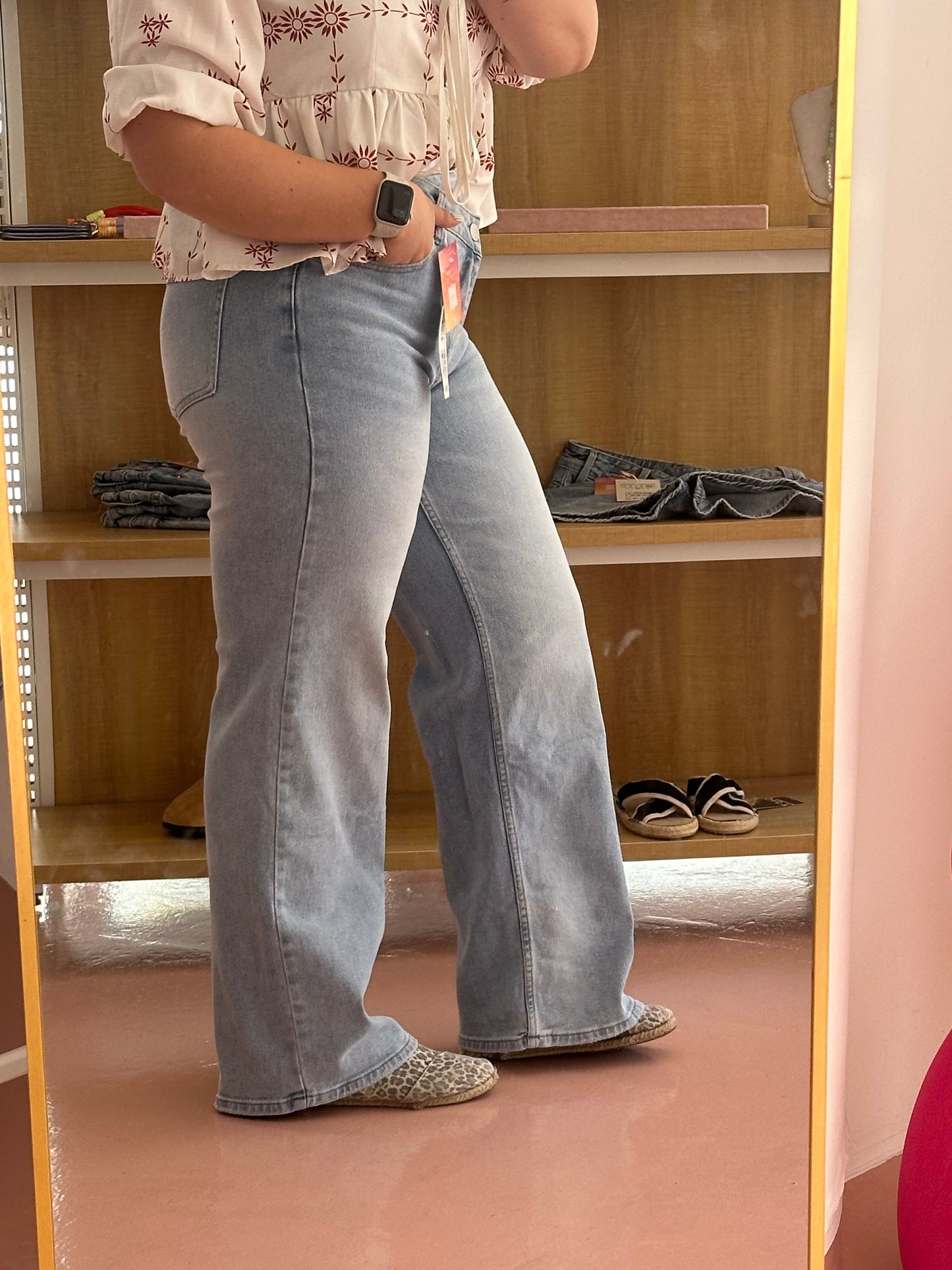 Calça de ganga cruzada